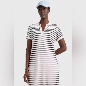 NWT Tommy Hilfiger Women's Open Placket Stripe Striped Polo Dress M Brittany